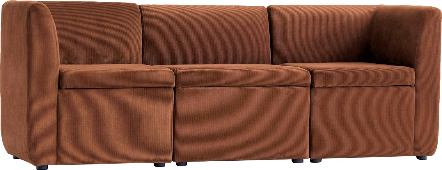 Varde3places, 3-personers sofa, Rød, Fløjl (H: 68 x B: 180 cm.)