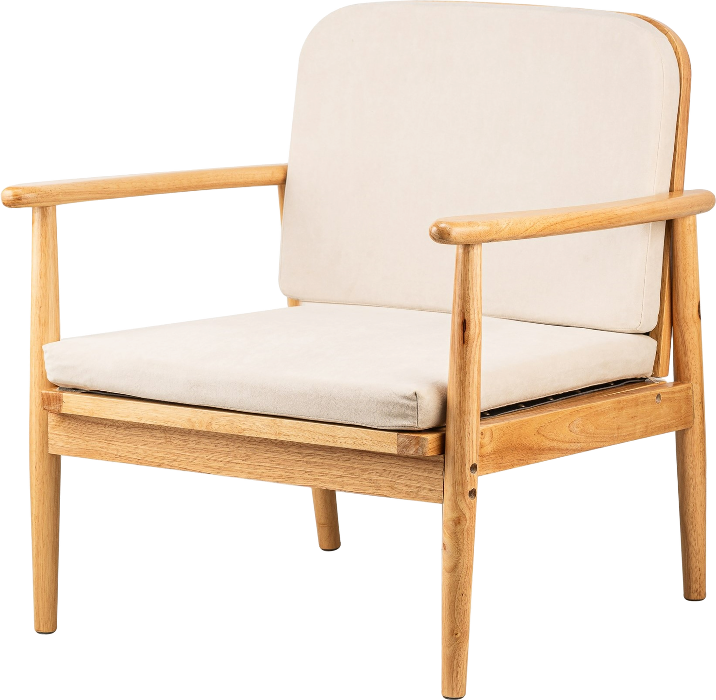 Surabaya, Loungestol, Beige, Gummitræ (H: 79,5 x B: 70,5 cm.)
