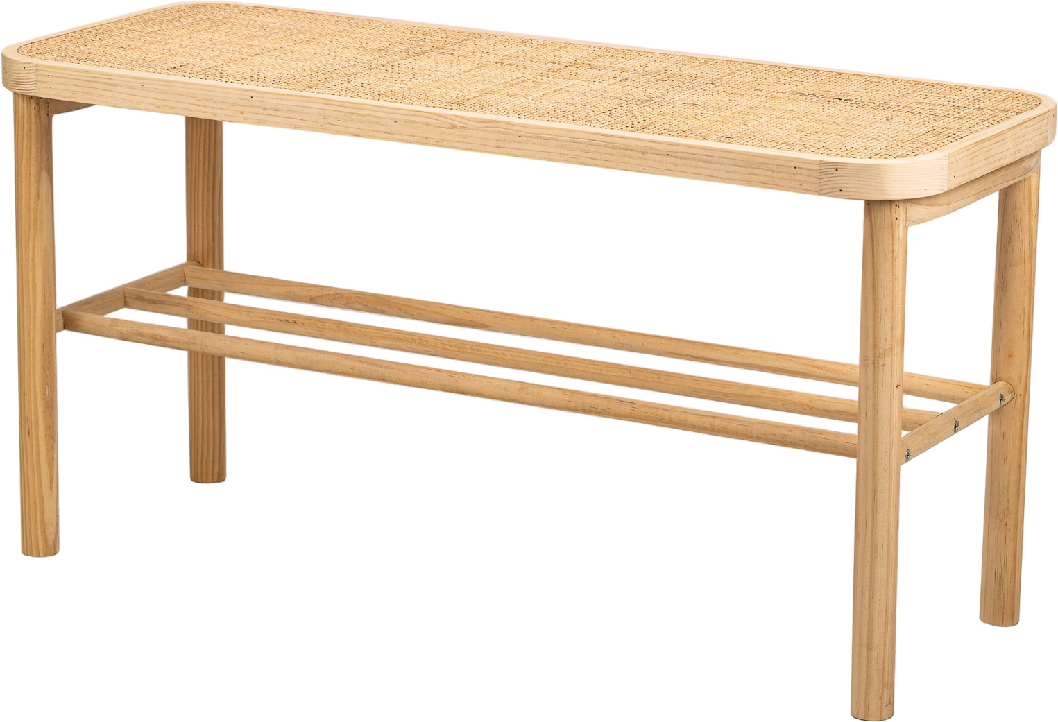Entrébænk Nordlys Furniture Asugi beige rattanflet med opbevaringshylde 90ÉÂ35ÉÂ52 cm FSC-træ
