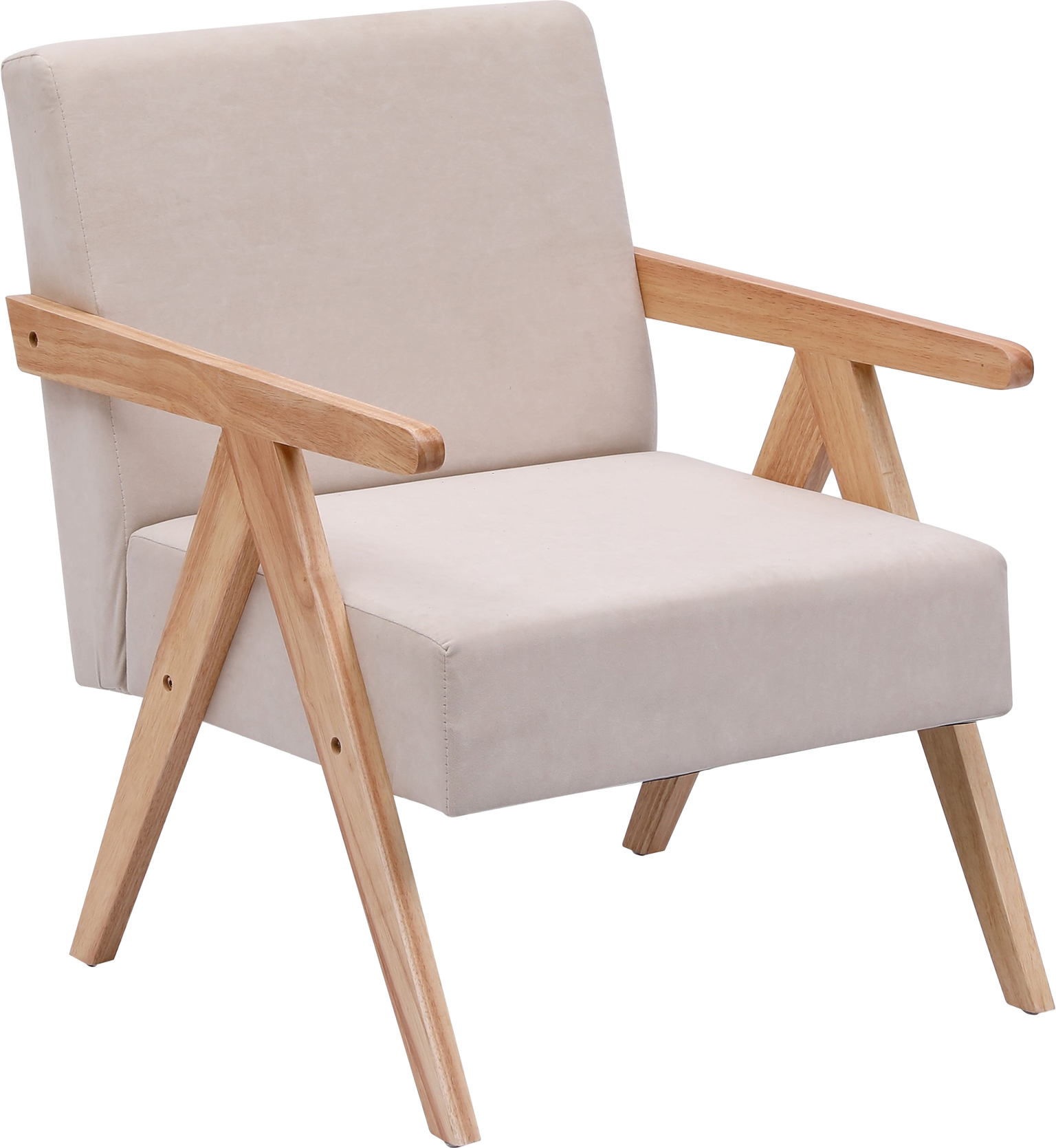 Santarem, Loungestol, Beige, Gummitræ (H: 80 x B: 64 cm.)