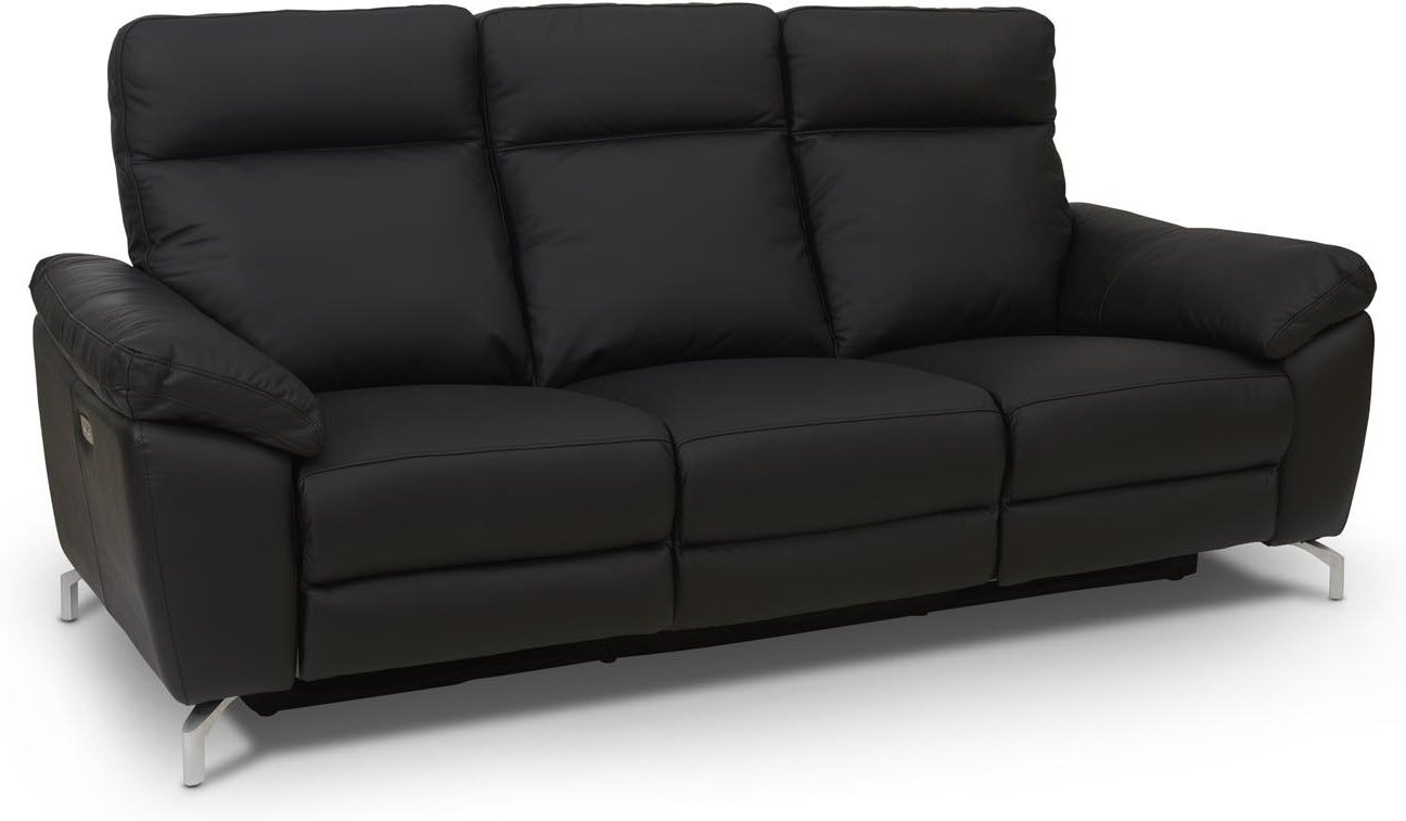 Edinburgh, 3-personers sofa, sort, H101x222x96 cm, læder