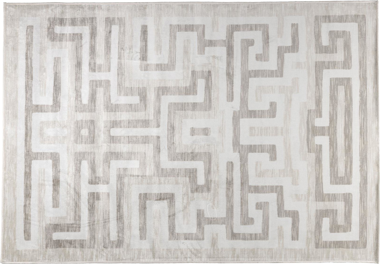 Gulvtæppe Studio White Labyrintho 140×200 cm sølv