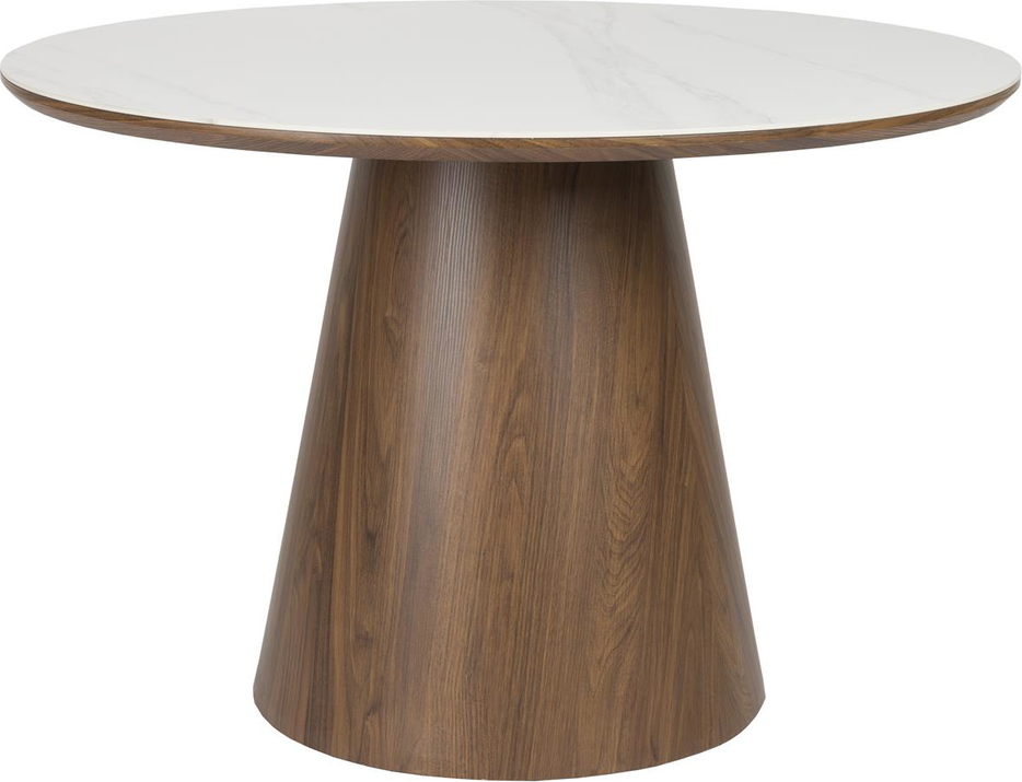 Rundt spisebord Studio White Almira É115 MDF mørk natur marmorlook