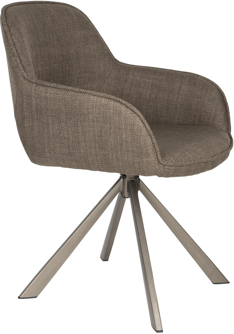 Spisebordsstol Studio White Toye spisestol mudderbrun polyester polstret jernstel armlæn drejelig