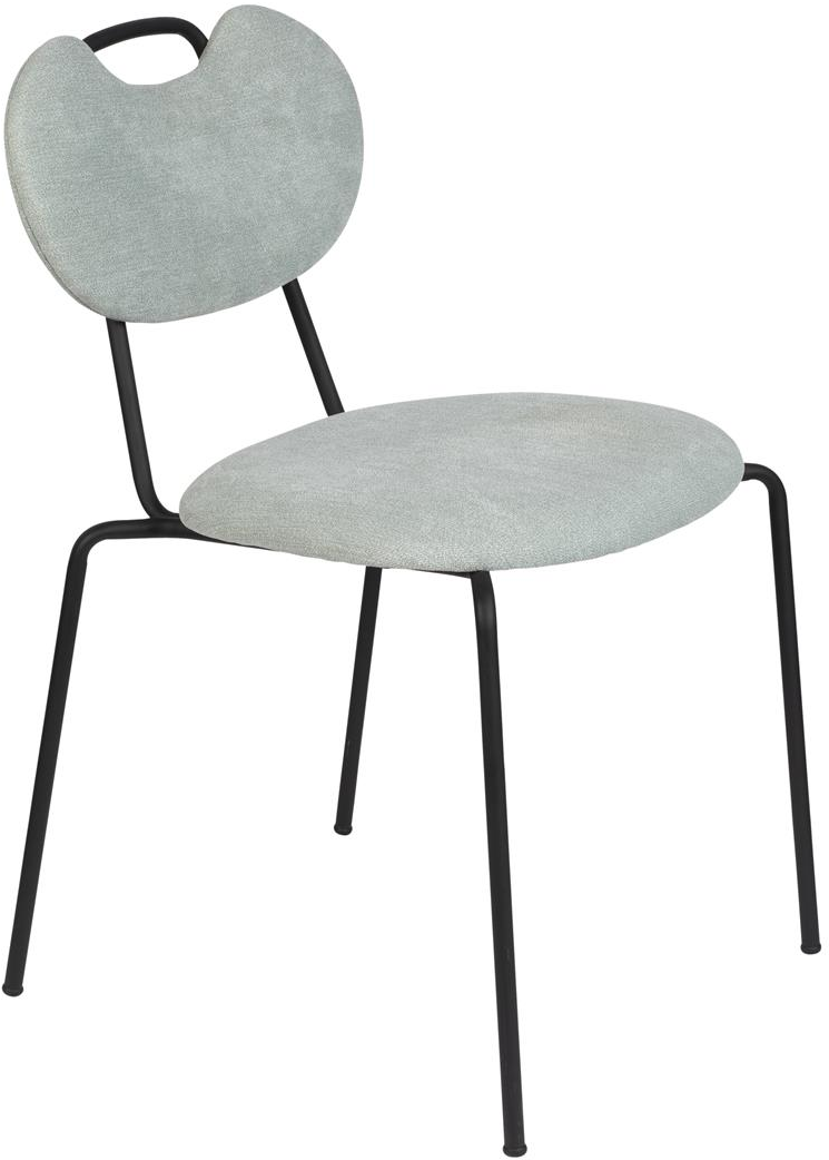 Spisebordsstol Studio White Aspen sølvpolstret stof metalstel