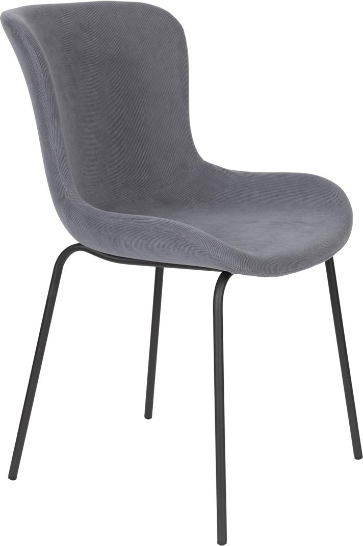 Spisebordsstol Studio White Junzo polstret mørkegrå ribfløjl metalstel