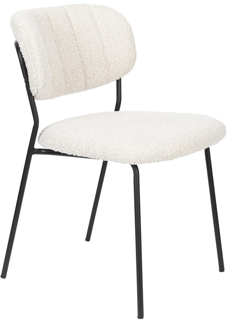 Spisebordsstol Studio White Jolien polstret offwhite stof med metalramme