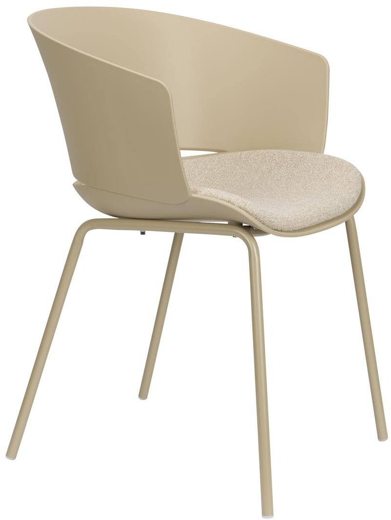 Spisebordsstol Studio White Jessica i stenlysgrå med polstret polyester sæde og metalben