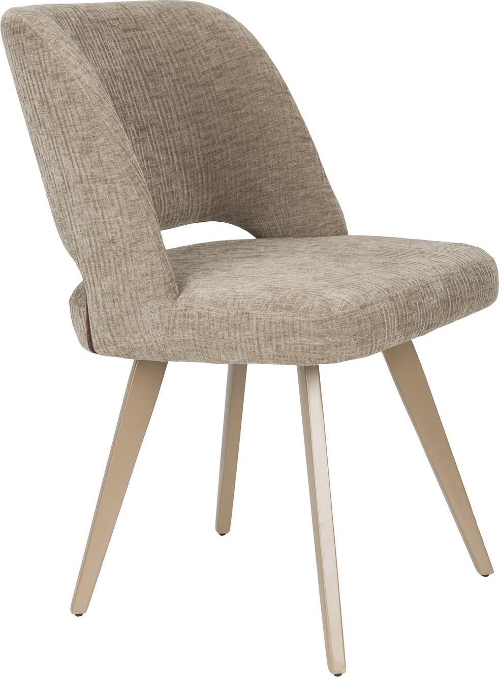 Spisebordsstol Studio White Yves i stengrå polyester med matte brune metalben  –  sæt á 2