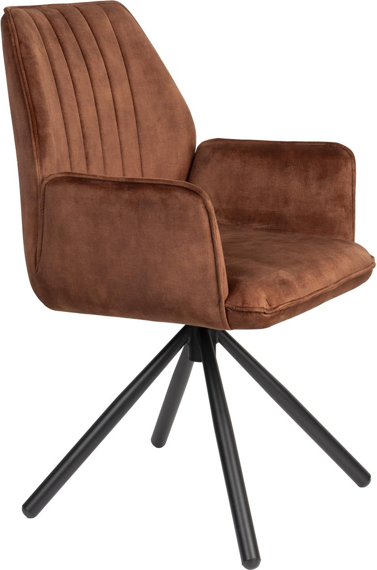 Jamie, Spisebordsstol med armlæn, Kaffe, Stof (L: 61 x H: 90 x B: 56 cm.)