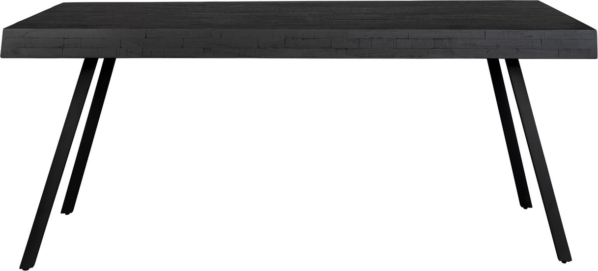 Spisebord Studio White Suri 200x90 Cm Lakeret Teaktræ Med Sorte Metalben
