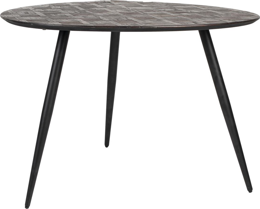Spisebord Studio White Webster asymmetrisk genanvendt teak med jernben 111×76 cm mørk natur