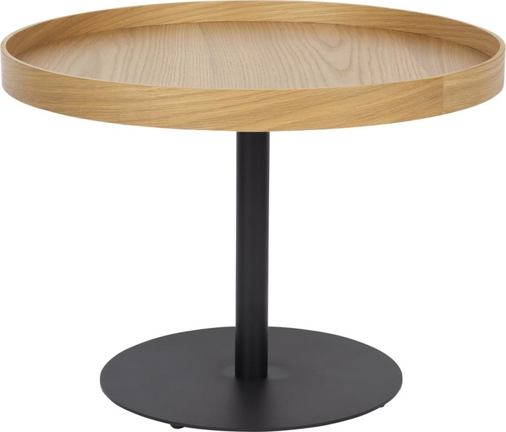 Sidebord Studio White Yuri É56 x H40 cm  –  mørk sand egetræsfiner og sort jernbase