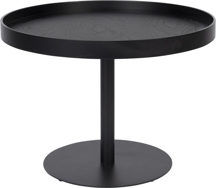 Sidebord Studio White Yuri É56 x H40 cm askefarvet egfinér med sort jernbund