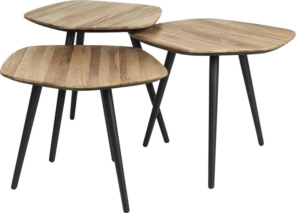 Sofabord Studio White Cuties  –  mørk sand loungebord i teakfiner og sort jern, 46x42x40 cm