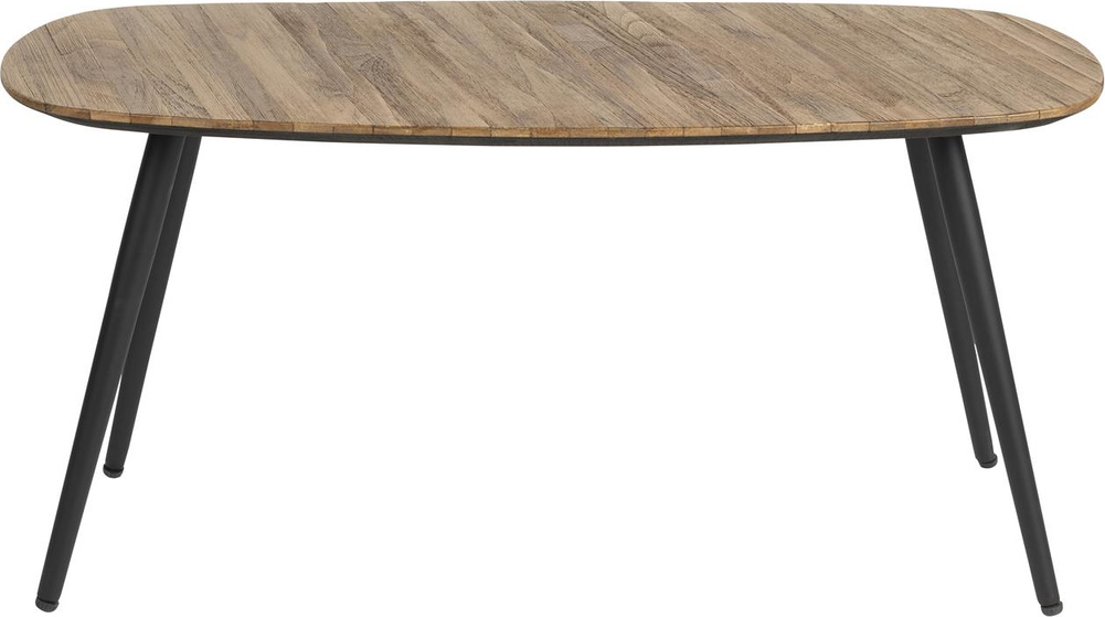 Sofabord/loungebord Studio White Gualdo, ovalt stengrå teakfinér med sorte jernben, 80x39x42 cm
