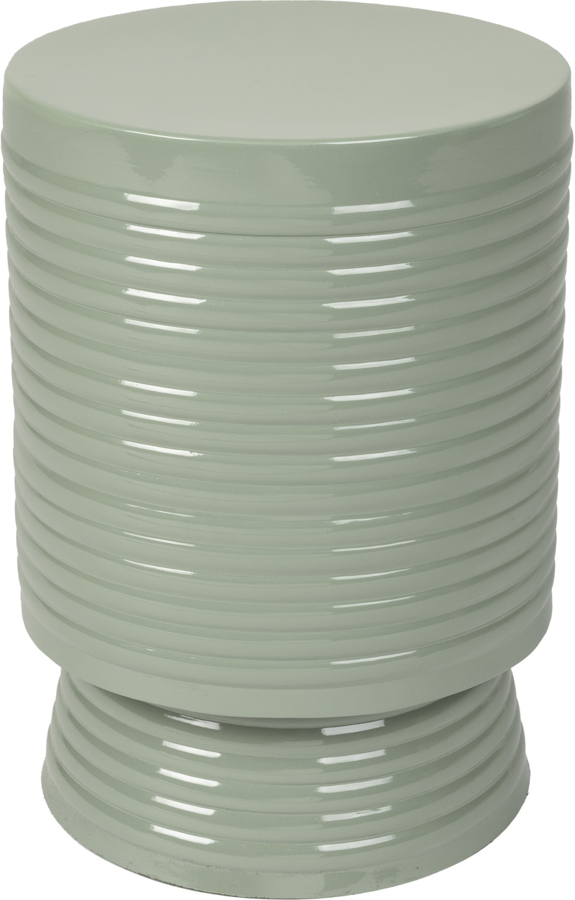 Studio White Sven rundt sidebord småbord É25 x H36 cm grøn pulverlakeret jern med valnødfinerbordplade