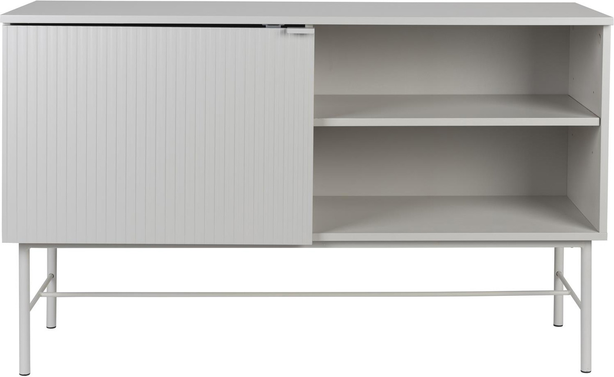 Skænk Studio White Cayo H75ÉÂB124ÉÂD40 cm sølv pulverlakeret MDF med jernben moderne design