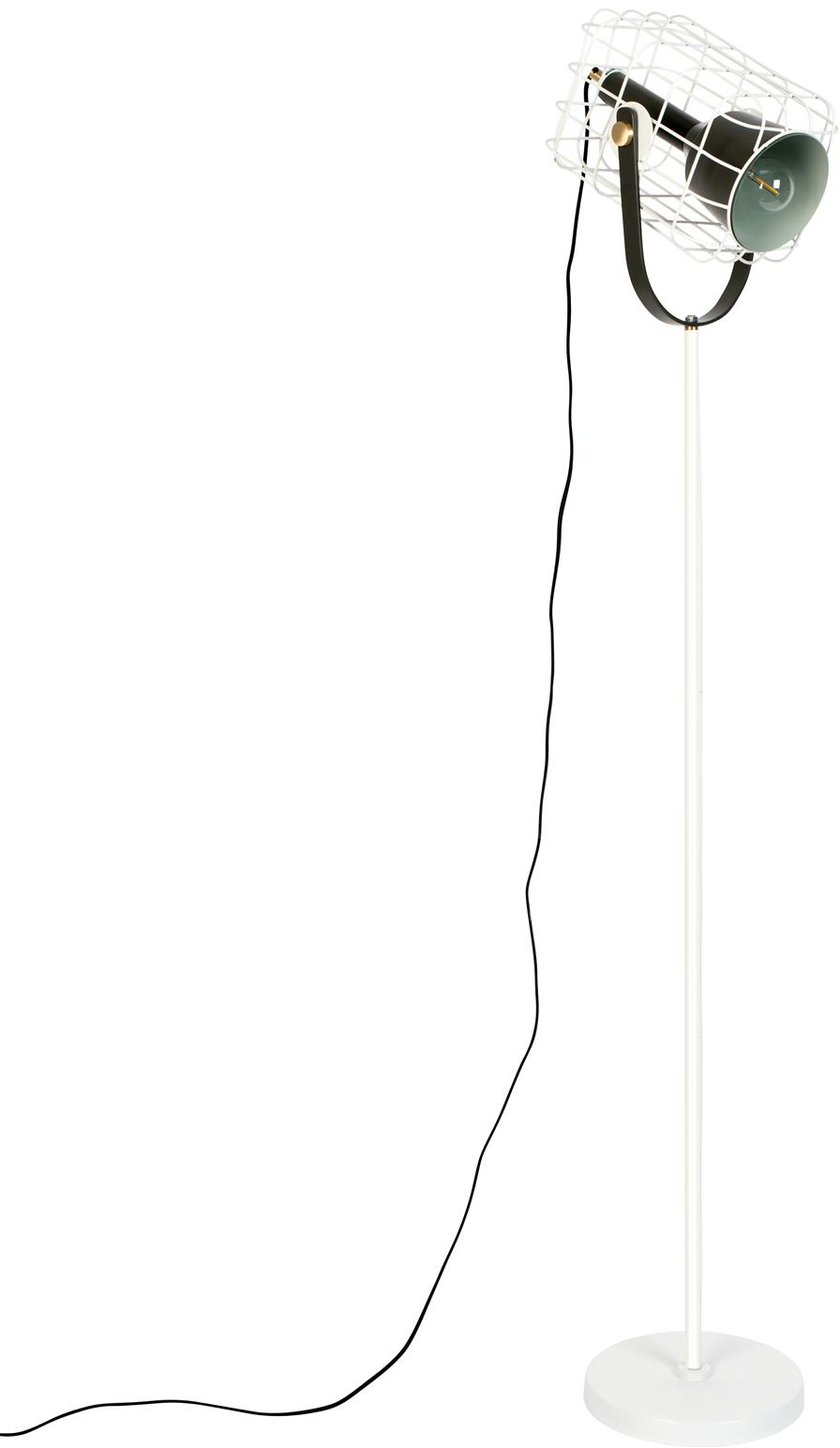 Gulvlampe Studio White Cage antracit aluminium med unikt bur-lignende jernramme 158 cm høj