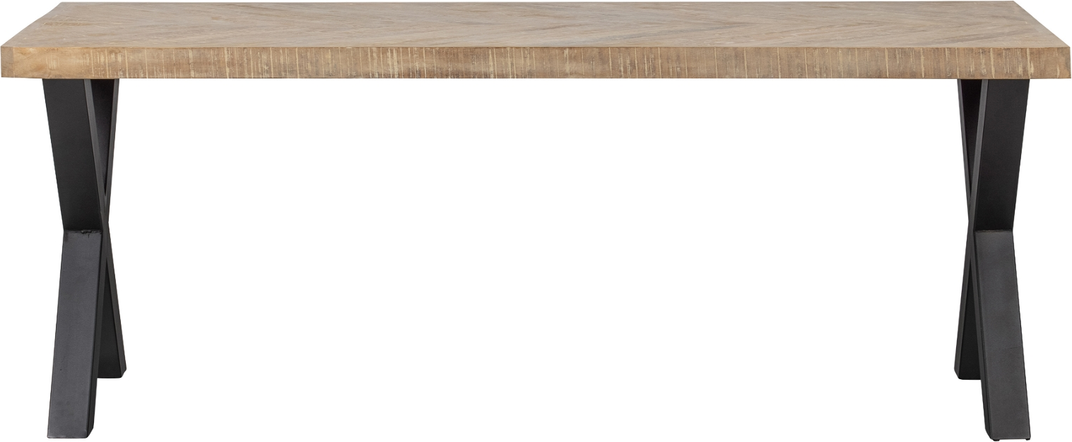 Tablo Herringbone, Alkmaar leg, Plankebord, mangotræ/metal, natur, 75x200x90 cm