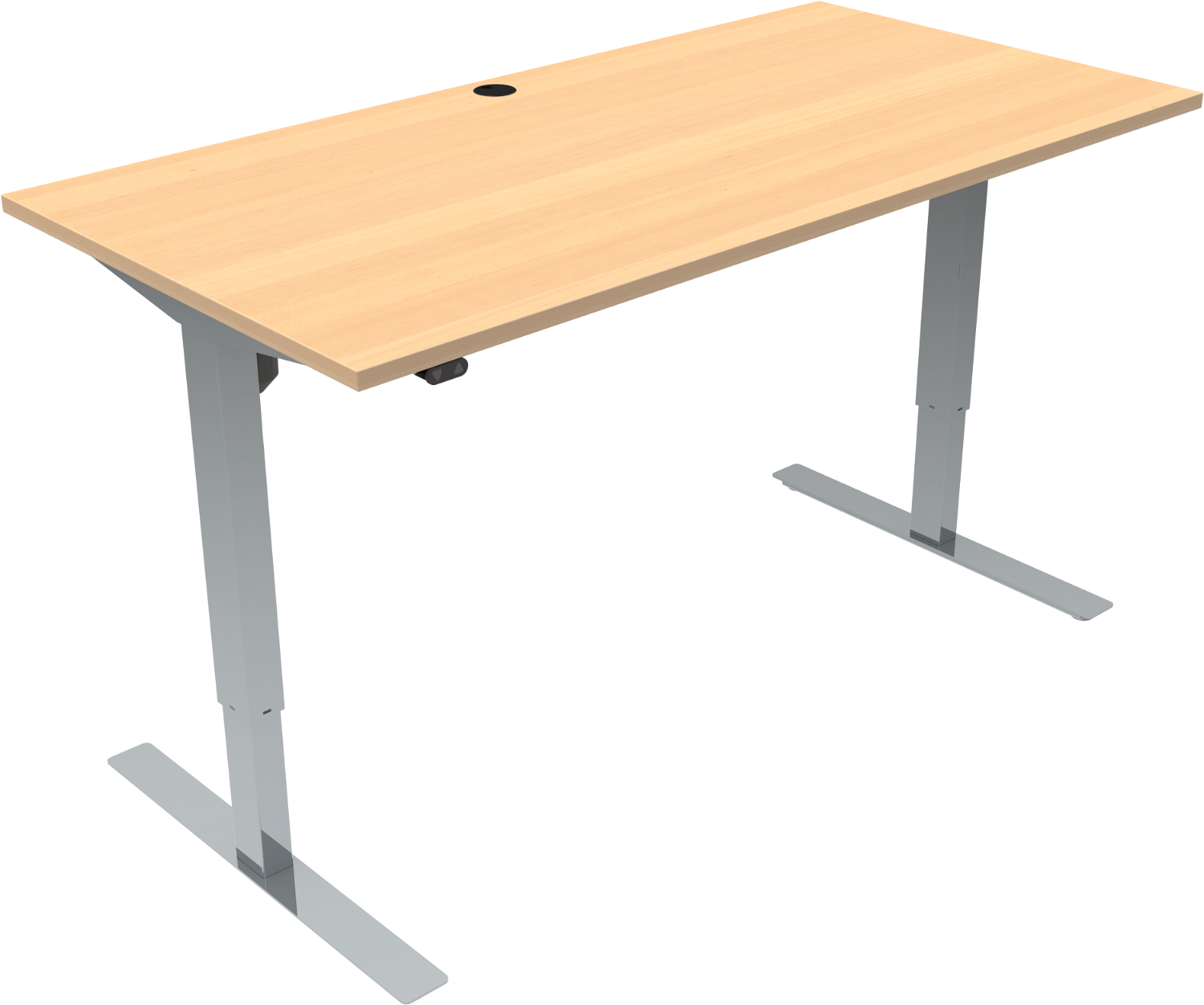 UpDown, To-bens hæve-/sænkebord, firkantet, natur/krom, H118x160x80 cm, bøg