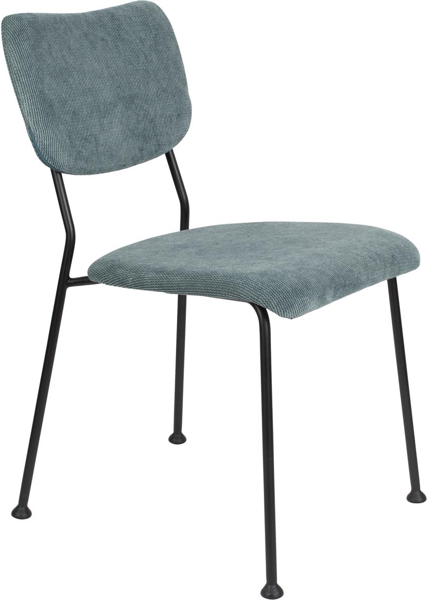 Spisebordsstol Zuiver Benson polstret grå stof nylon/polyester med sorte stålben 47ÉÂ56ÉÂ81 cm