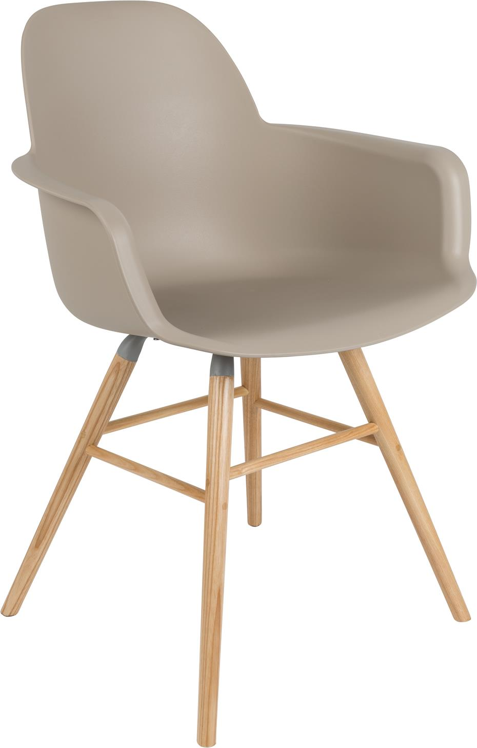 Albert, Spisebordsstol med armlæn, Lysbrun, Plast (L: 55 x H: 81,5 x B: 59 cm.)