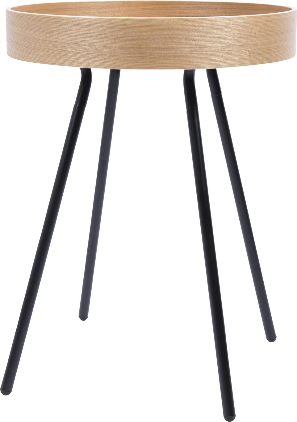 Sidebord Zuiver Oak I Massivt Egetræ Ø46 5 X H55 5 Cm Med Sort Stålunderstel