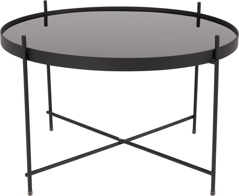 Sidebord Zuiver Cupid Småbord Stengrå Glas Ø62 5 X H40 Cm Sort Metalstel