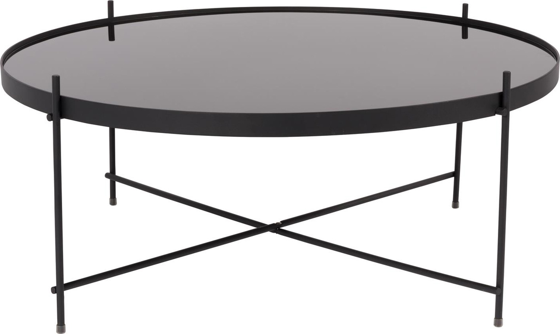 Sidebord Zuiver Cupid Stengrå Glasbordplade Med Sort Metalramme Ø82 5 Cm X H35 Cm