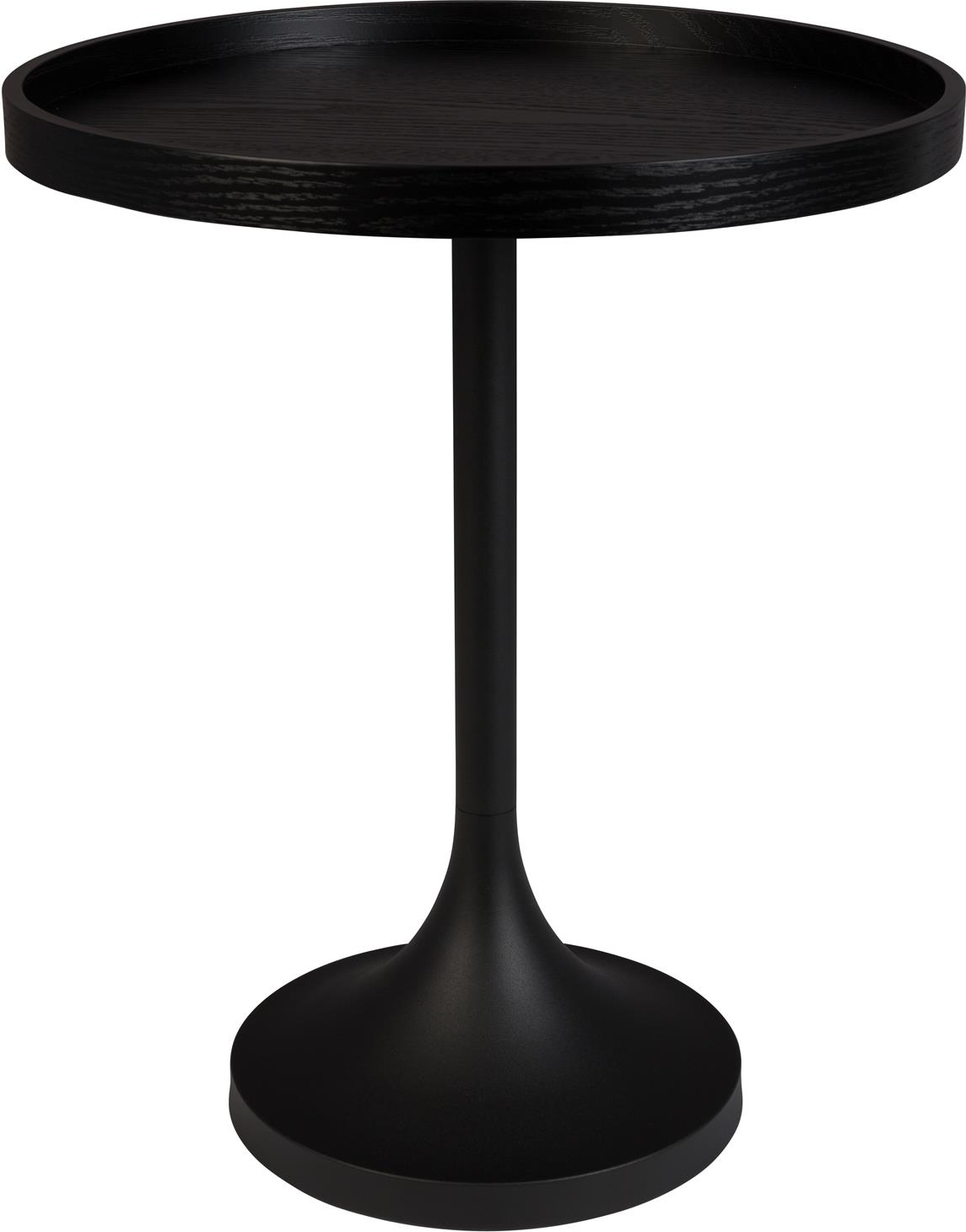 Sidebord Zuiver Jason Småbord Kulsort Ø46 X H56 Cm Egetræsfiner & Metalbase