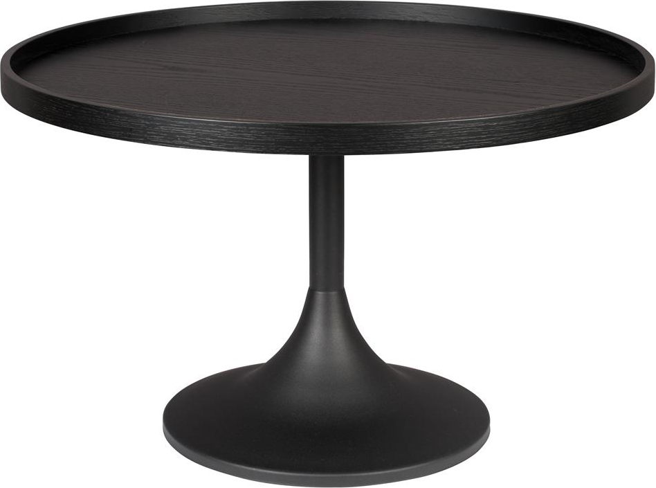 Sofabord Zuiver Jason Ø69 X H42 Cm Antracit Træ/egfinér Bordplade Sort Stålfod