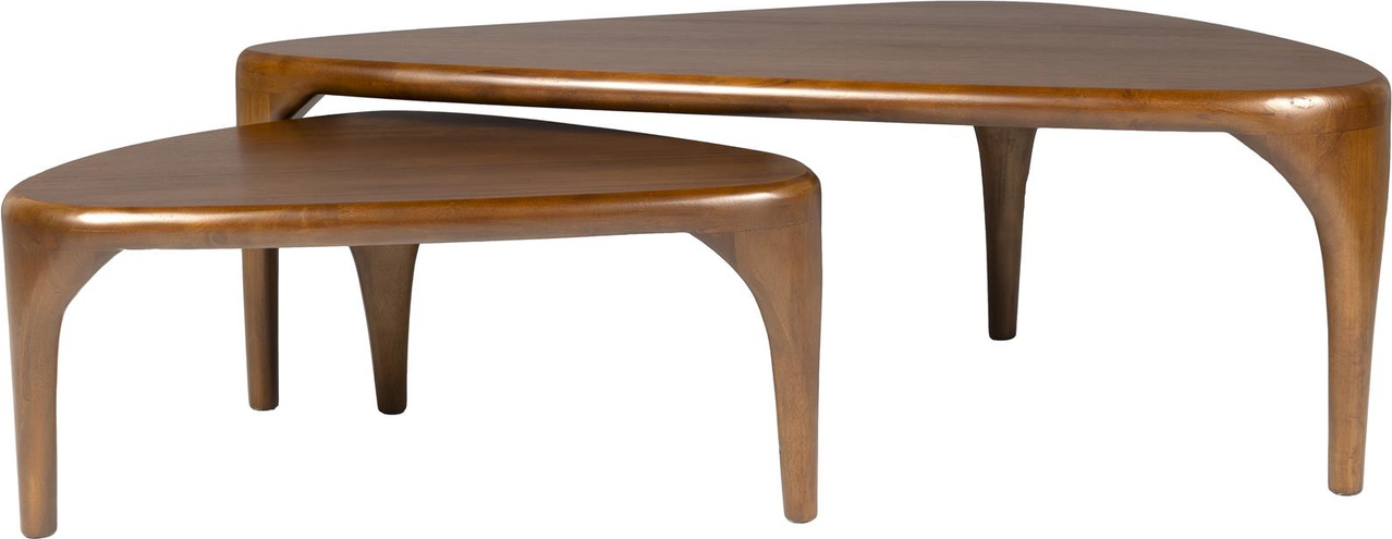 Sofabord Zuiver Isla oliebehandlet valnødfiner og gummitræ 110x60x36 cm asymmetrisk fleksibelt