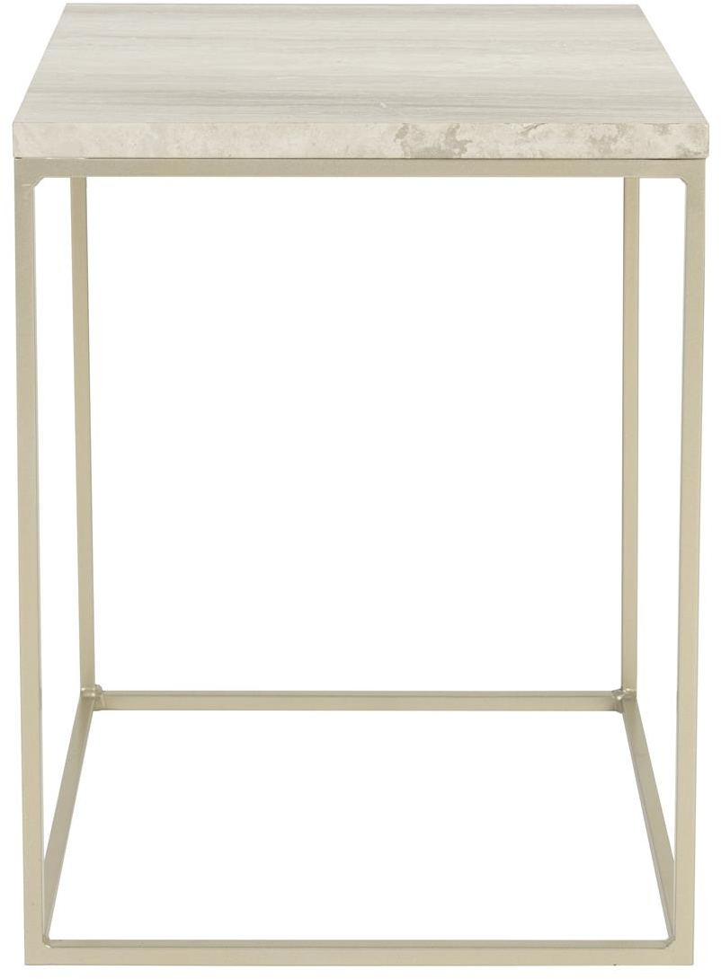 Sidebord Zuiver Stray I Massiv Lysgrå Marmor Med Jernbase 35x35x45 Cm