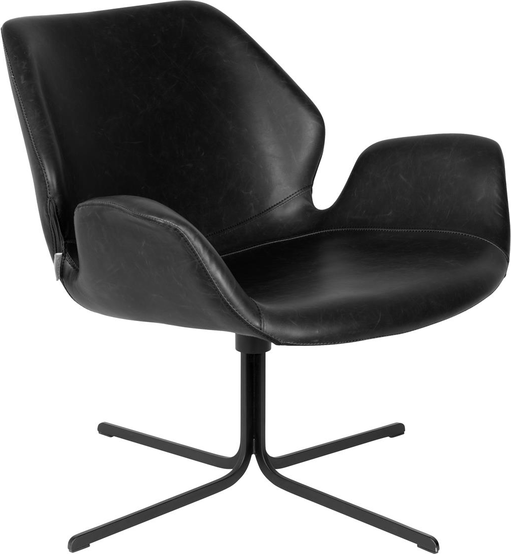 Nikki, Loungestol, Antracit, PU-læder (L: 75 x H: 78 x B: 79 cm.)