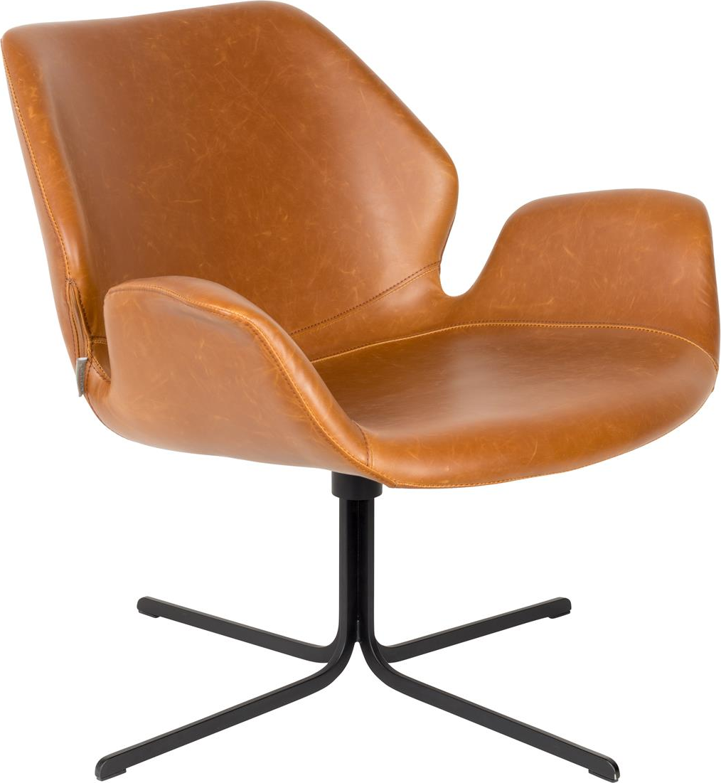 Nikki, Loungestol, Rødlig brun, PU-læder (L: 75 x H: 78 x B: 79 cm.)