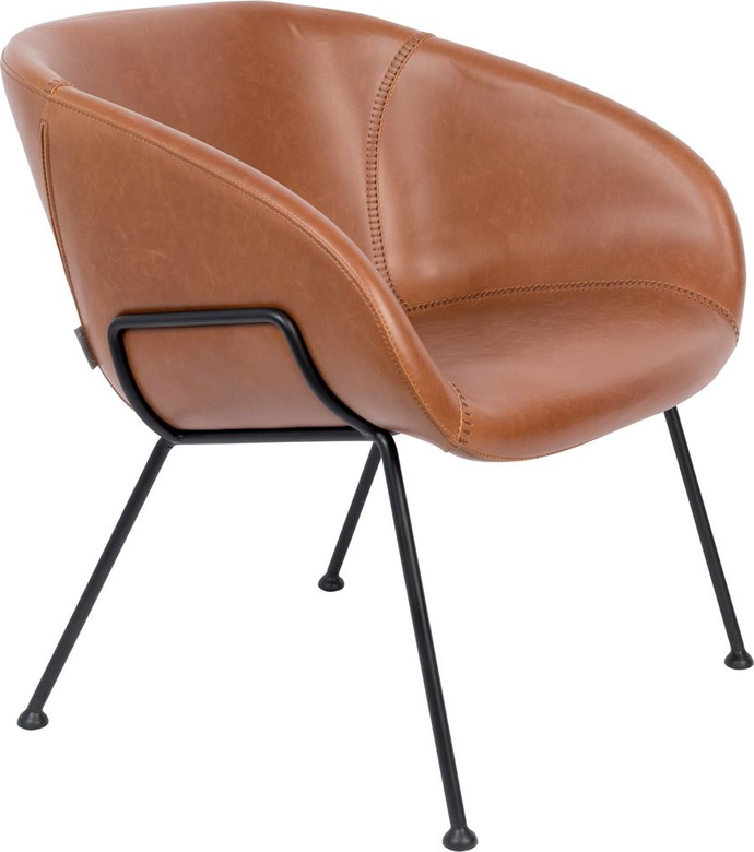 Feston, Loungestol, Rødlig brun, PU-læder (L: 65,5 x H: 72 x B: 70,5 cm.)