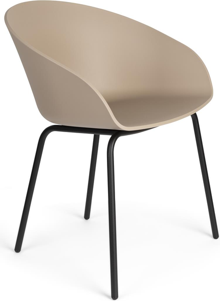 Void, Spisebordsstol med armlæn, Stenlysgrå/Sort, Plast (L: 56 x H: 73,5 x B: 55 cm.)
